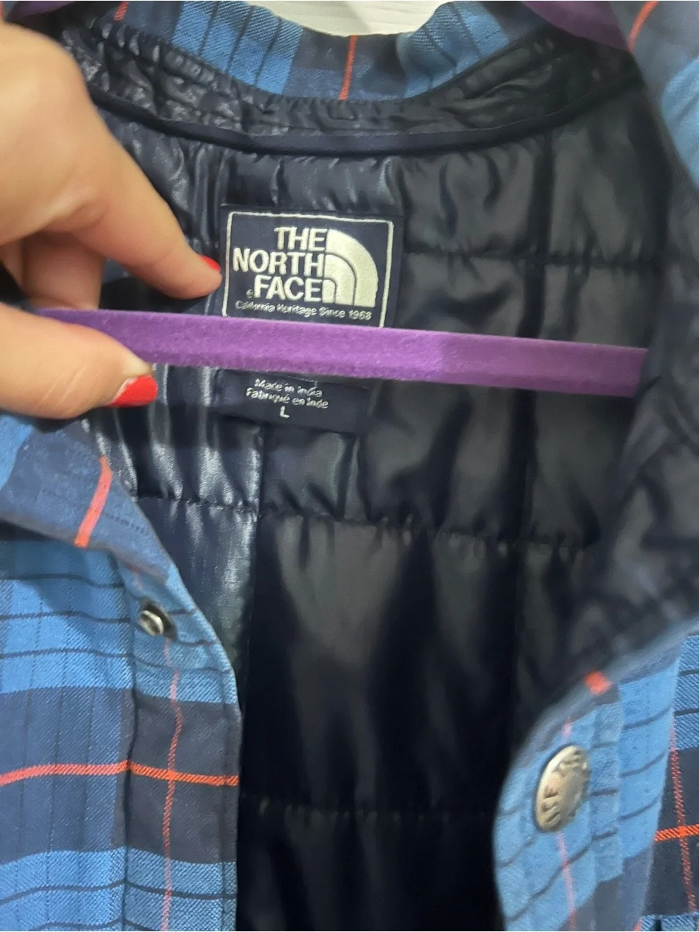 The North Face Blue Plaid insulated Lined Shirt Jacket